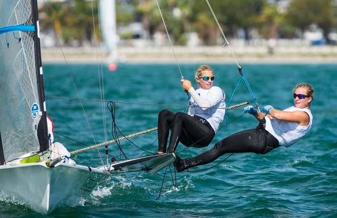 Hanna Klinga and Lisa Ericson - Sailing World Cup 2014, Miami, Medal Race © Walter Cooper /US Sailing http://ussailing.org/
